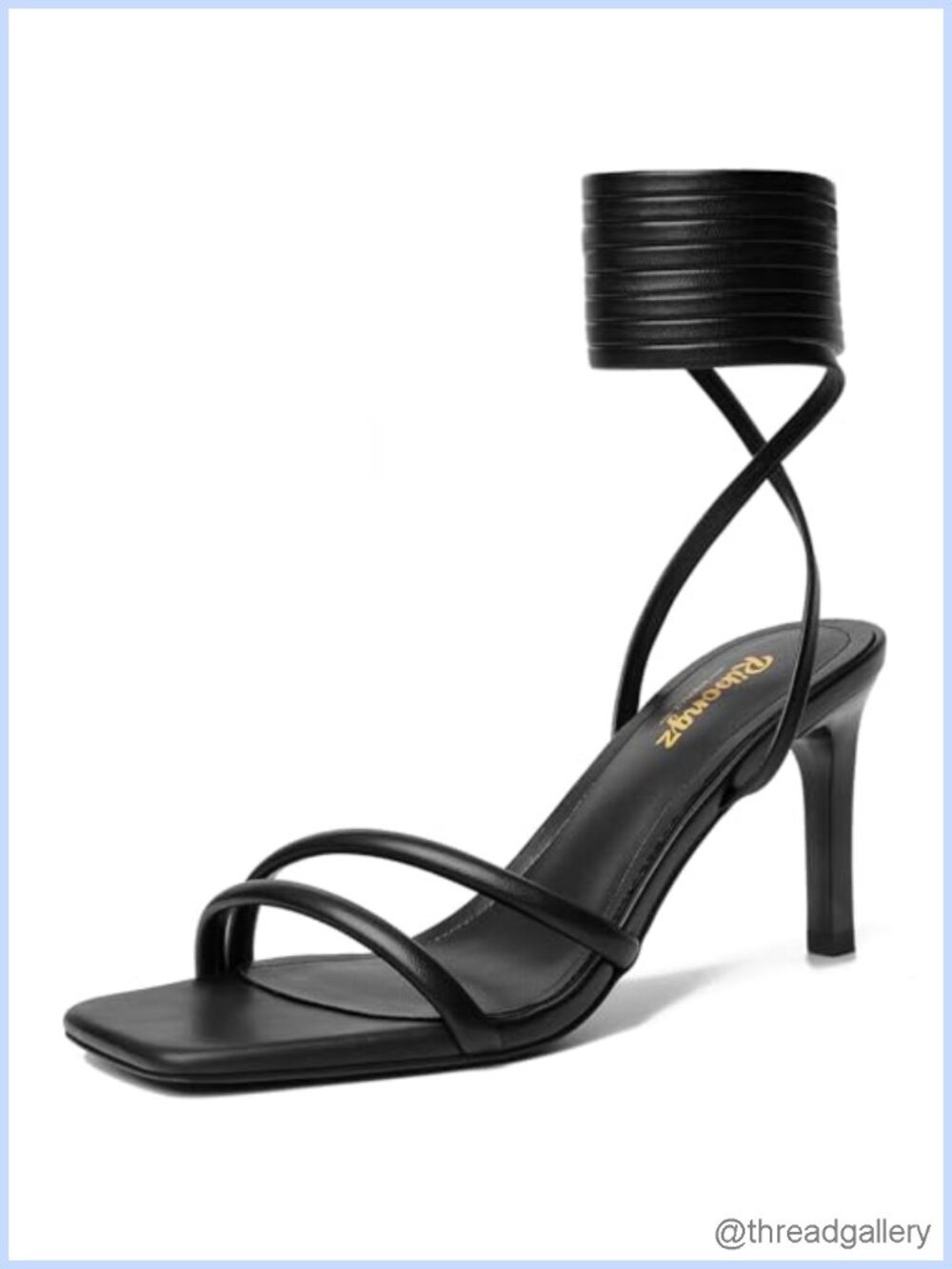 Kitten Heel Sandals with Ankle Strap Round Open Toe Strappy Stiletto Heels